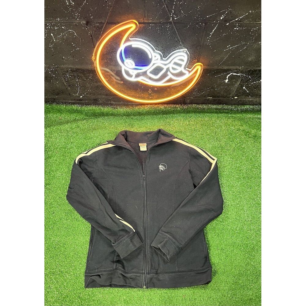 Vintage Guess Jeans Full Zip Up Jacket Black/White‎ Embroidered Logo Mens Sz LG